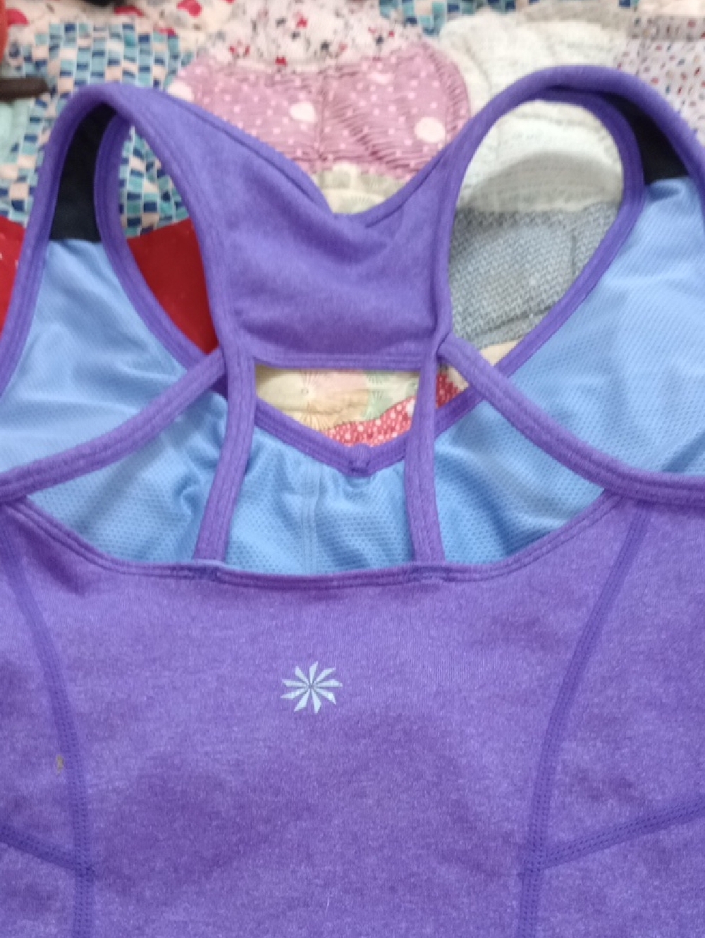 ATHLETA Performance purple workout top with shelf bra, size medium - Picture 6 of 7
